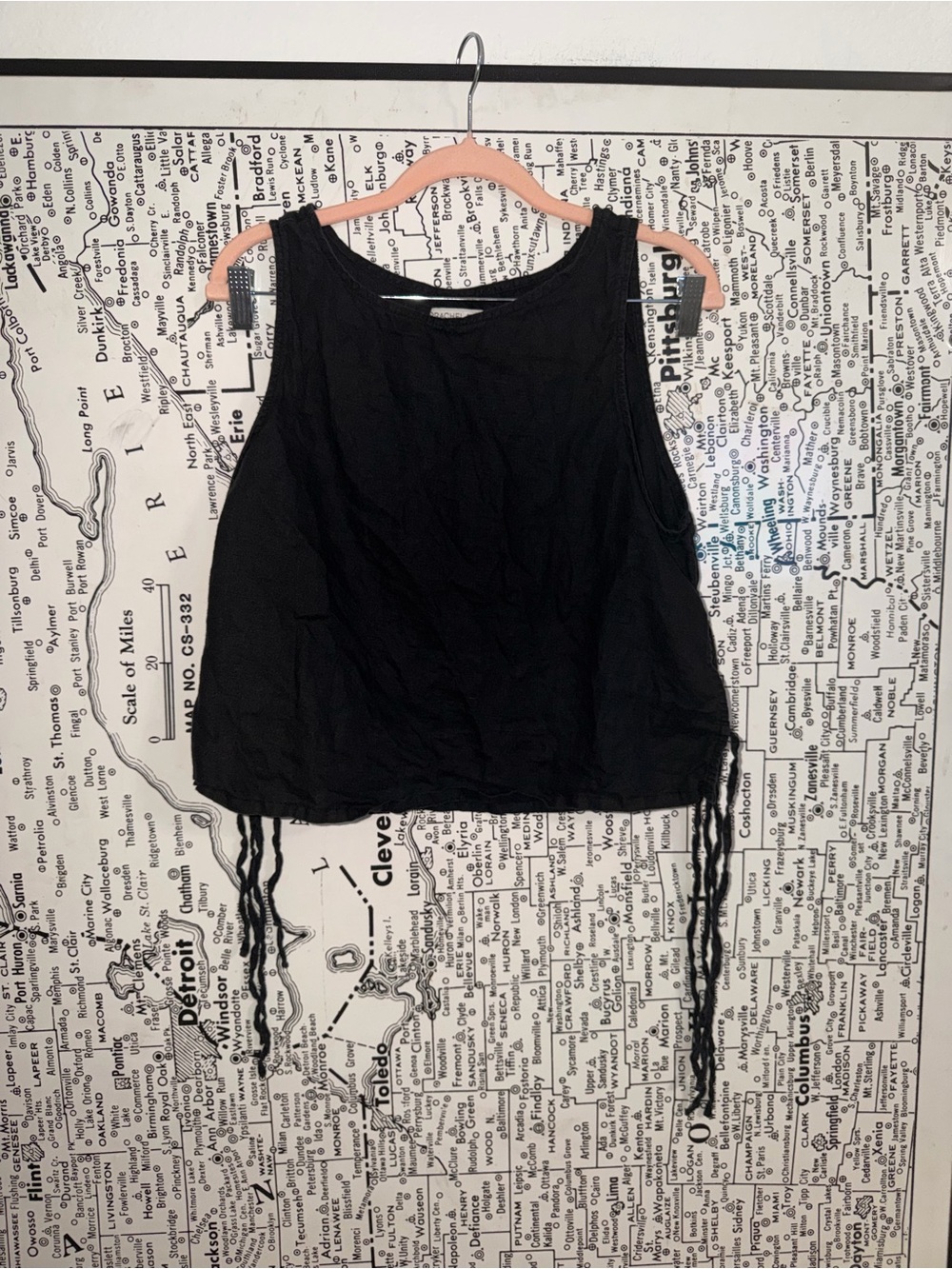 Rachel Zoe Black Sleeveless Tank with Side Tassels